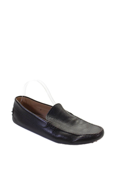 Tods Mens Leather Square Toe Slip On Loafers Brown Size 9