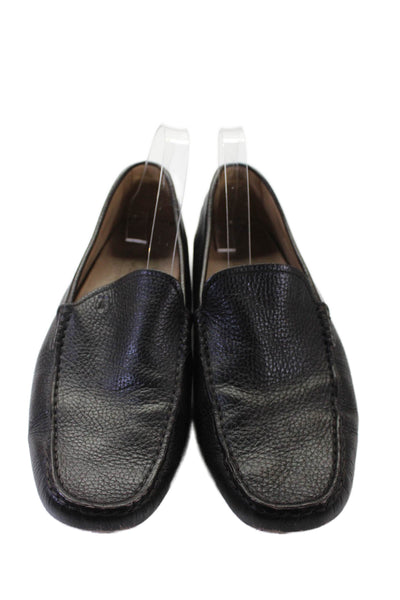 Tods Mens Leather Square Toe Slip On Loafers Brown Size 9