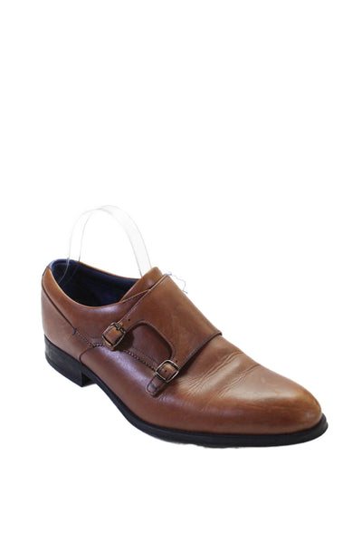 Ted Baker London Mens Leather Monk Strap Dress Shoes Brown Size 9.5