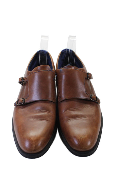 Ted Baker London Mens Leather Monk Strap Dress Shoes Brown Size 9.5