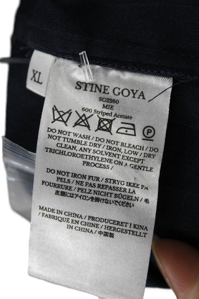 Stine goya Womens Blue Striped Collared Button Up Blouse Long Sleeve Size XL