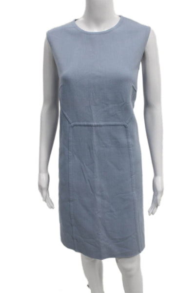 Michael Kors Collection Womens Blue Sleeveless Shift Dress Wool Viscose Size 12