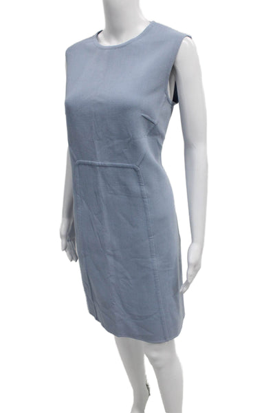 Michael Kors Collection Womens Blue Sleeveless Shift Dress Wool Viscose Size 12