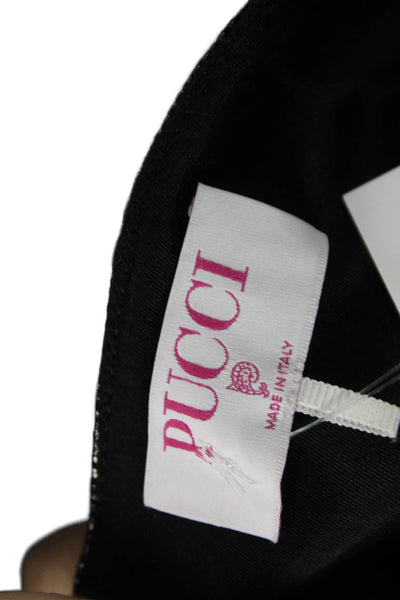 Pucci Women Shift Dress Black Geometric Sleeveless Zip PU Short Size 12