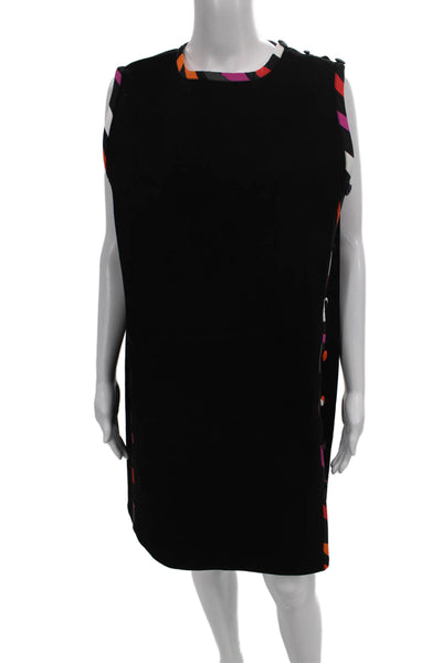 Pucci Women Shift Dress Black Geometric Sleeveless Round Neck Mid Calf Size L