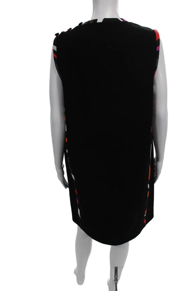 Pucci Women Shift Dress Black Geometric Sleeveless Round Neck Mid Calf Size L