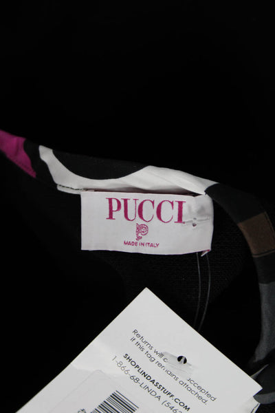 Pucci Women Shift Dress Black Geometric Sleeveless Round Neck Mid Calf Size L