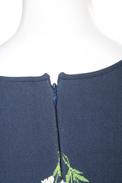 Carolina Herrera Womens Blue A-Line Midi Dress Scoop Neck Short Sleeve Size XL