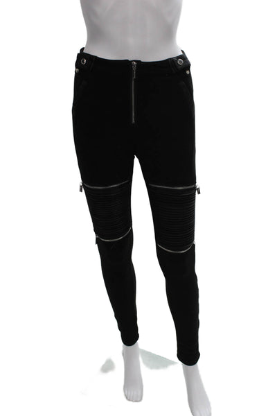Maniere De Voir Women Black Zip Pants Size 8