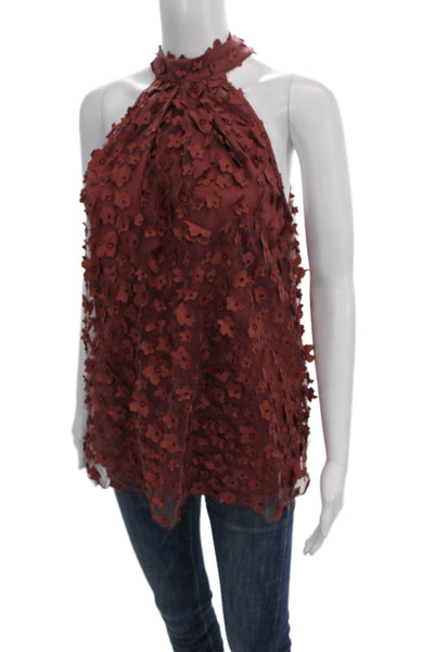 Eva Franco Womens Red Floral Halter Tie Sleeveless Blouse Size S