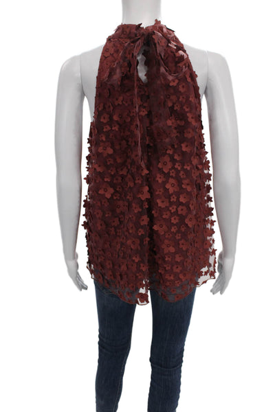 Eva Franco Womens Red Floral Halter Tie Sleeveless Blouse Size S