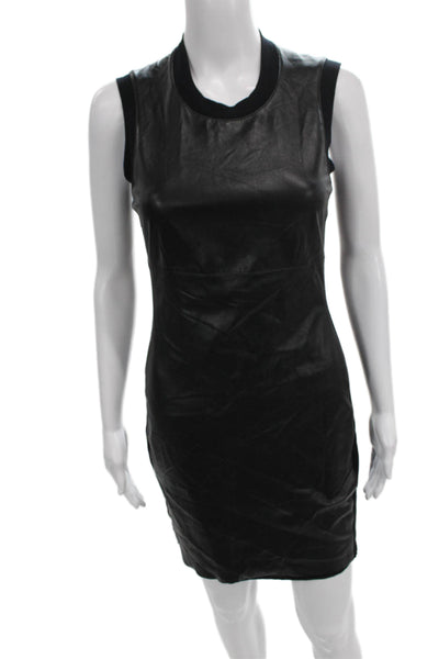 Bailey 44 Women Sheath Dress Black Sleeveless Round Neck Polyurethane Size S