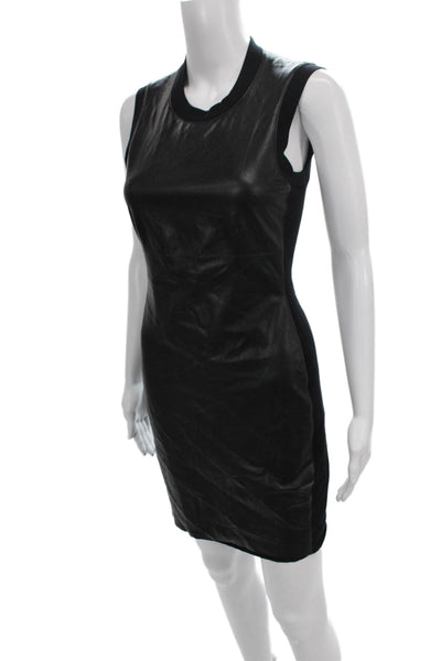 Bailey 44 Women Sheath Dress Black Sleeveless Round Neck Polyurethane Size S