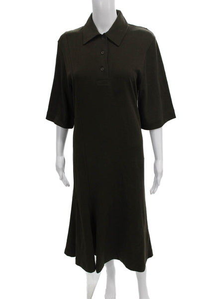 COS Womens A-Line Green Cotton Collared Full-Length 3/4 Sleeve Dress Size XS