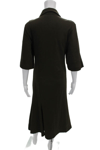 COS Womens A-Line Green Cotton Collared Full-Length 3/4 Sleeve Dress Size XS