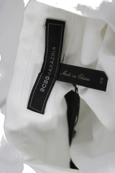 BCBG Max Azria Women Shirt Dress White Cotton Long Sleeve Collared Size XS