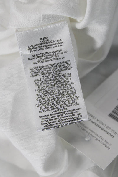 BCBG Max Azria Women Shirt Dress White Cotton Long Sleeve Collared Size XS