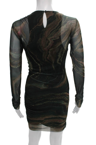 Zara Womens Mini Dress Multicolor Geometric Crew Neck Long Sleeve Size S