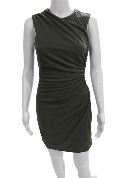 Zara Womens Bodycon Dress Green Cowl Neck Knee Length Sleeveless Zip Size S