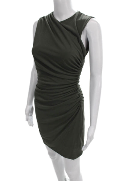 Zara Womens Bodycon Dress Green Cowl Neck Knee Length Sleeveless Zip Size S