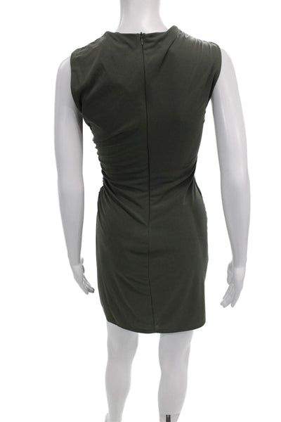 Zara Womens Bodycon Dress Green Cowl Neck Knee Length Sleeveless Zip Size S