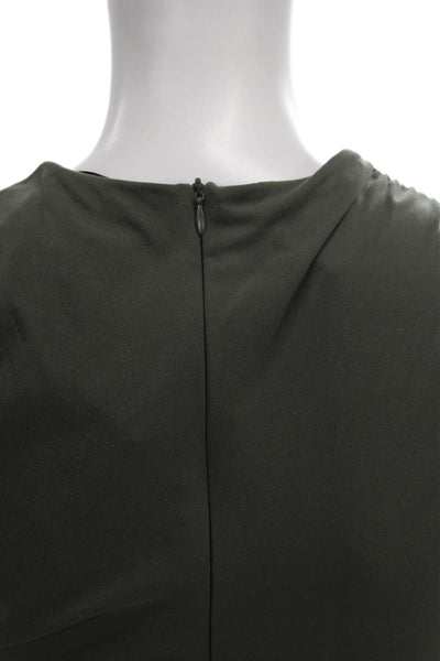 Zara Womens Bodycon Dress Green Cowl Neck Knee Length Sleeveless Zip Size S