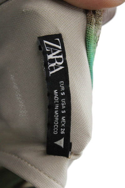 Zara Women Maxi Dress Multicolor Camouflage Long Sleeve Crew Neck Size S