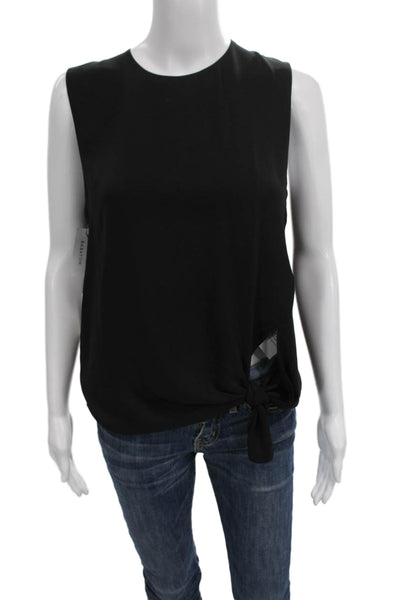 Babaton Women Basic Sleeveless Crew Neck Black Polyester Blouse Zip Size S