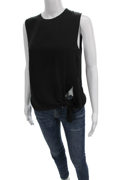 Babaton Women Basic Sleeveless Crew Neck Black Polyester Blouse Zip Size S