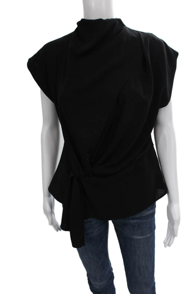 Zara Womens Blouse Black Mock Neck Sleeveless Zip Polyester Size XS