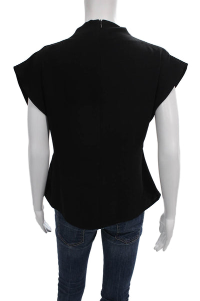 Zara Womens Blouse Black Mock Neck Sleeveless Zip Polyester Size XS