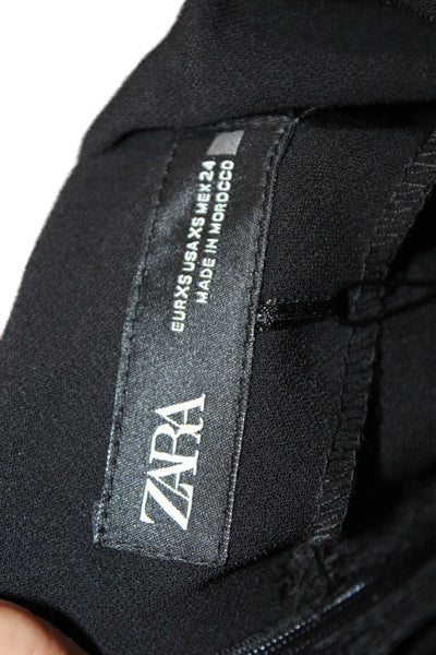 Zara Womens Blouse Black Mock Neck Sleeveless Zip Polyester Size XS