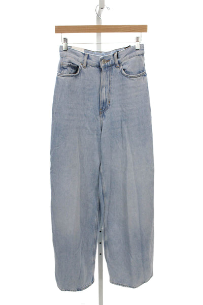 Zara Women Wide Leg High Rise Blue Cotton Jeans Size 0