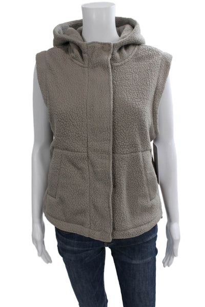 Rhode Womens Gray Button Vest Recycled Polyester Petites Size S