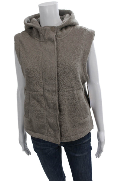 Rhode Womens Gray Button Vest Recycled Polyester Petites Size S