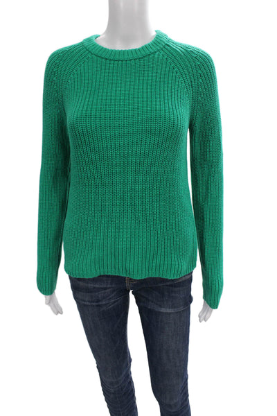 525 Womens Pullover Crew Neck Cotton Long Sleeve Green Size S