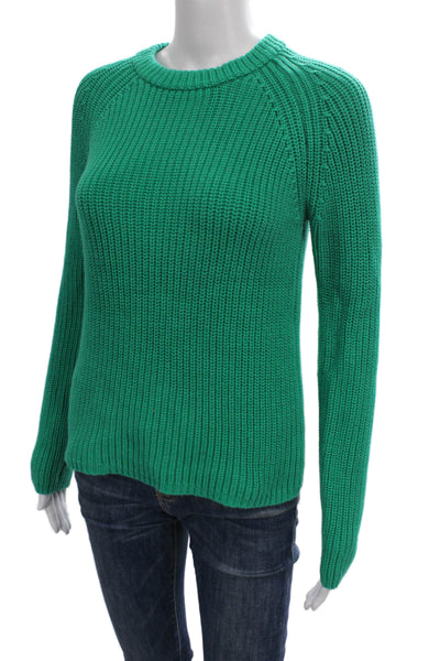 525 Womens Pullover Crew Neck Cotton Long Sleeve Green Size S