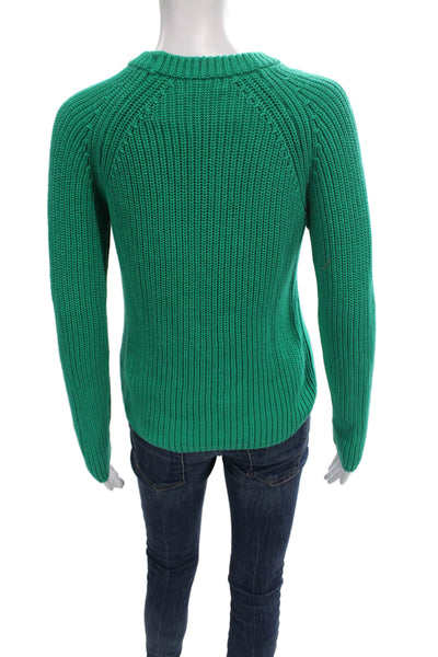 525 Womens Pullover Crew Neck Cotton Long Sleeve Green Size S