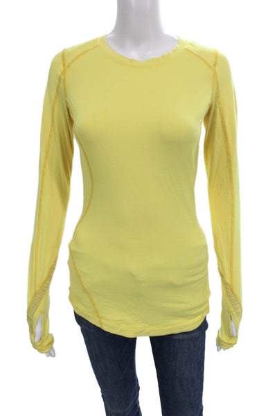 Lululemon Women Yellow T-Shirt Crew Neck Nylon Blend Size S