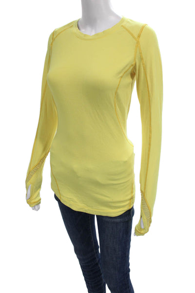 Lululemon Women Yellow T-Shirt Crew Neck Nylon Blend Size S