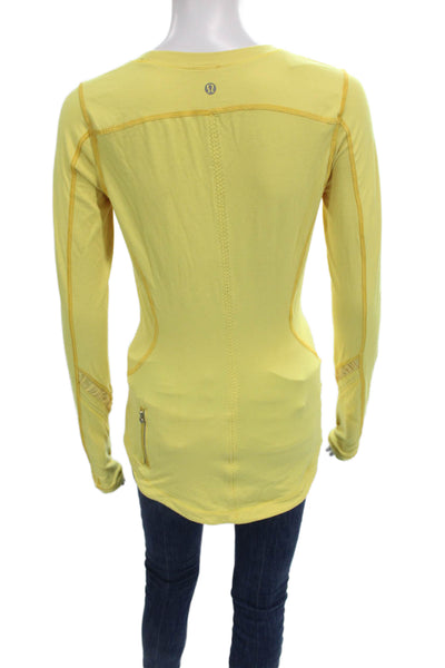 Lululemon Women Yellow T-Shirt Crew Neck Nylon Blend Size S