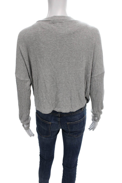 Michael Lauren Women Gray V-Neck Cardigan Long Sleeve Size S