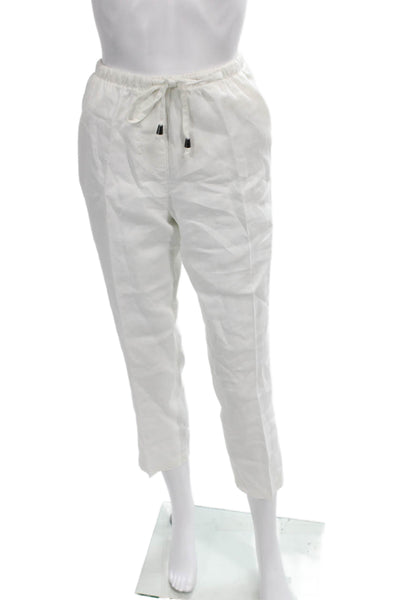 Soft Surroundings Womens Cropped Linen Drawstring Pants White Size PXS