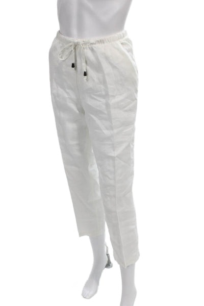 Soft Surroundings Womens Cropped Linen Drawstring Pants White Size PXS