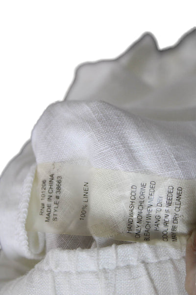Soft Surroundings Womens Cropped Linen Drawstring Pants White Size PXS
