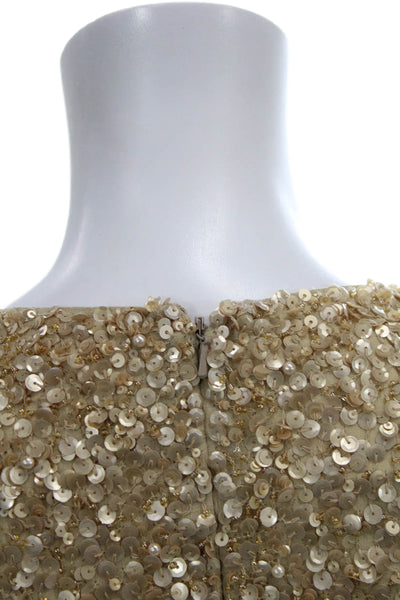 Parker Womens Gold Silk V-Neck Mini Dress Short Sleeve Zip Size XS