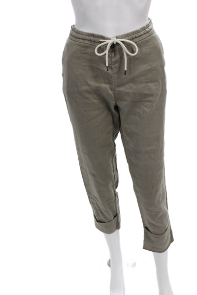 Standard James Perse Womens Cropped Linen Drawstring Pants Green Size 1