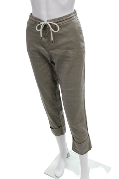 Standard James Perse Womens Cropped Linen Drawstring Pants Green Size 1