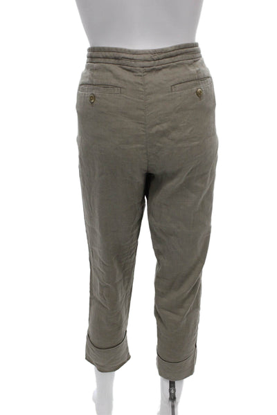 Standard James Perse Womens Cropped Linen Drawstring Pants Green Size 1