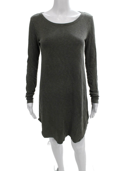 Standard James Perse Womens T Shirt Dress Green Cotton Long Sleeve Size 1